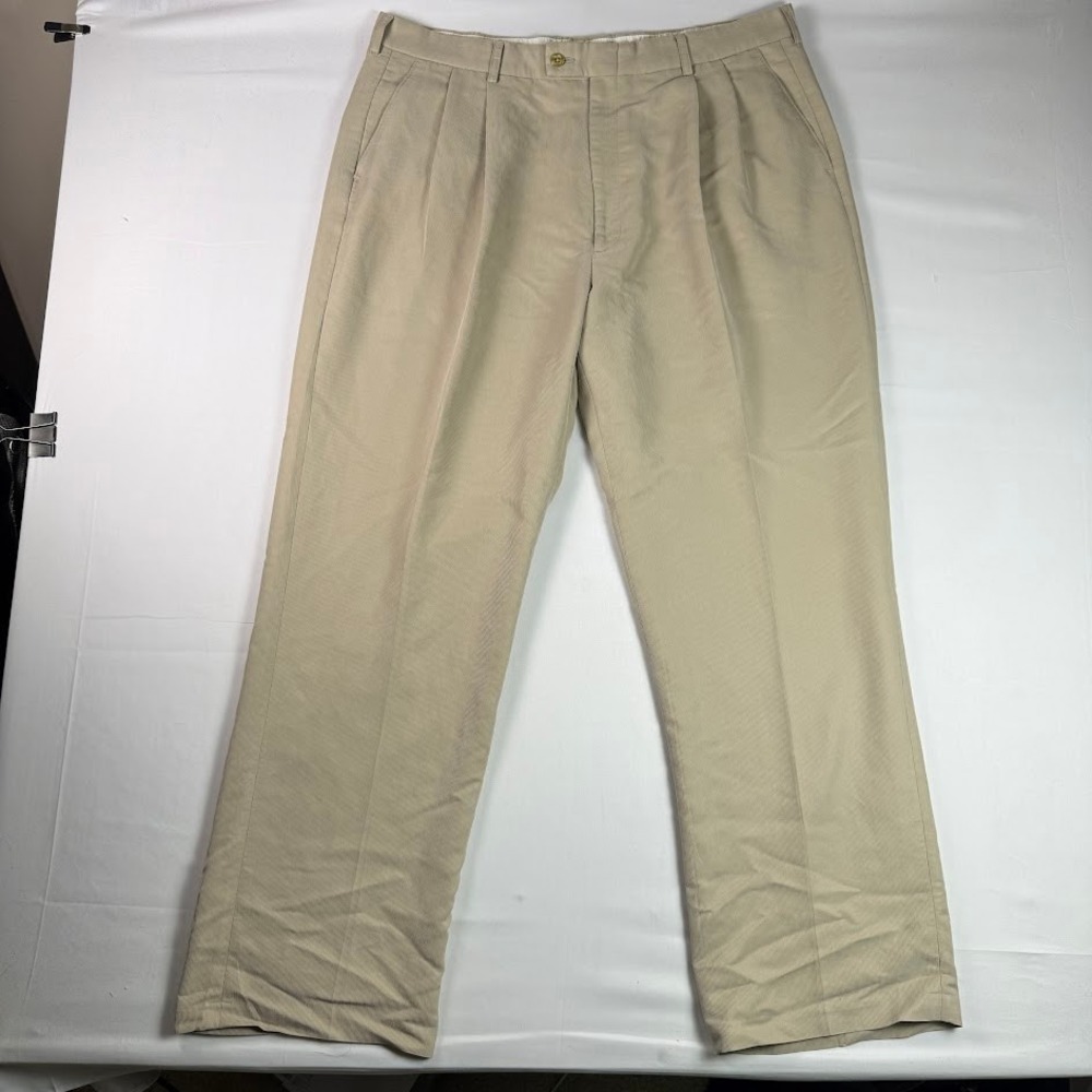 Vintage Nike Golf Pleated Trousers Khaki Tan Mens 40x32 Straight Leg Pants Y2K